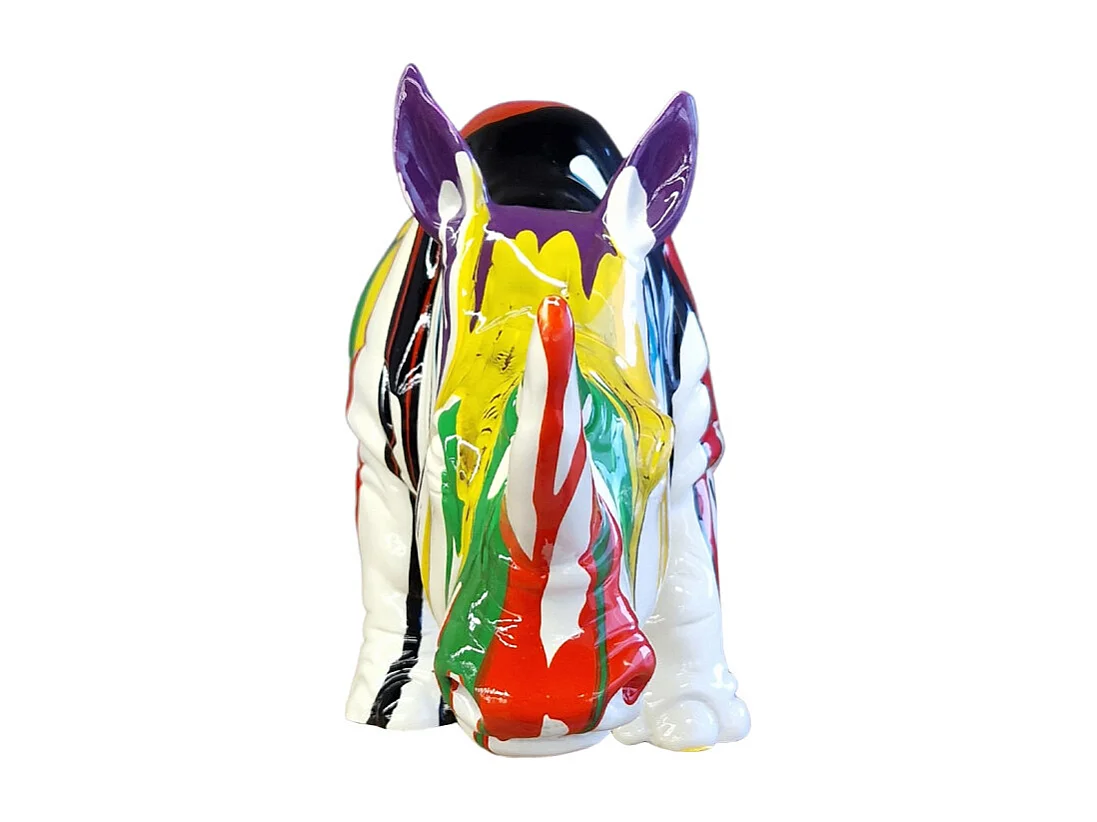 Statue rhinocéros avec coulures multicolores H24 cm - RHINO DRIPS 02