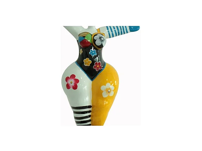 Statue femme bras levés avec peinture multicolore H34 cm - LADY CRAZY