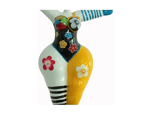 Statue femme bras levés avec peinture multicolore H34 cm - LADY CRAZY