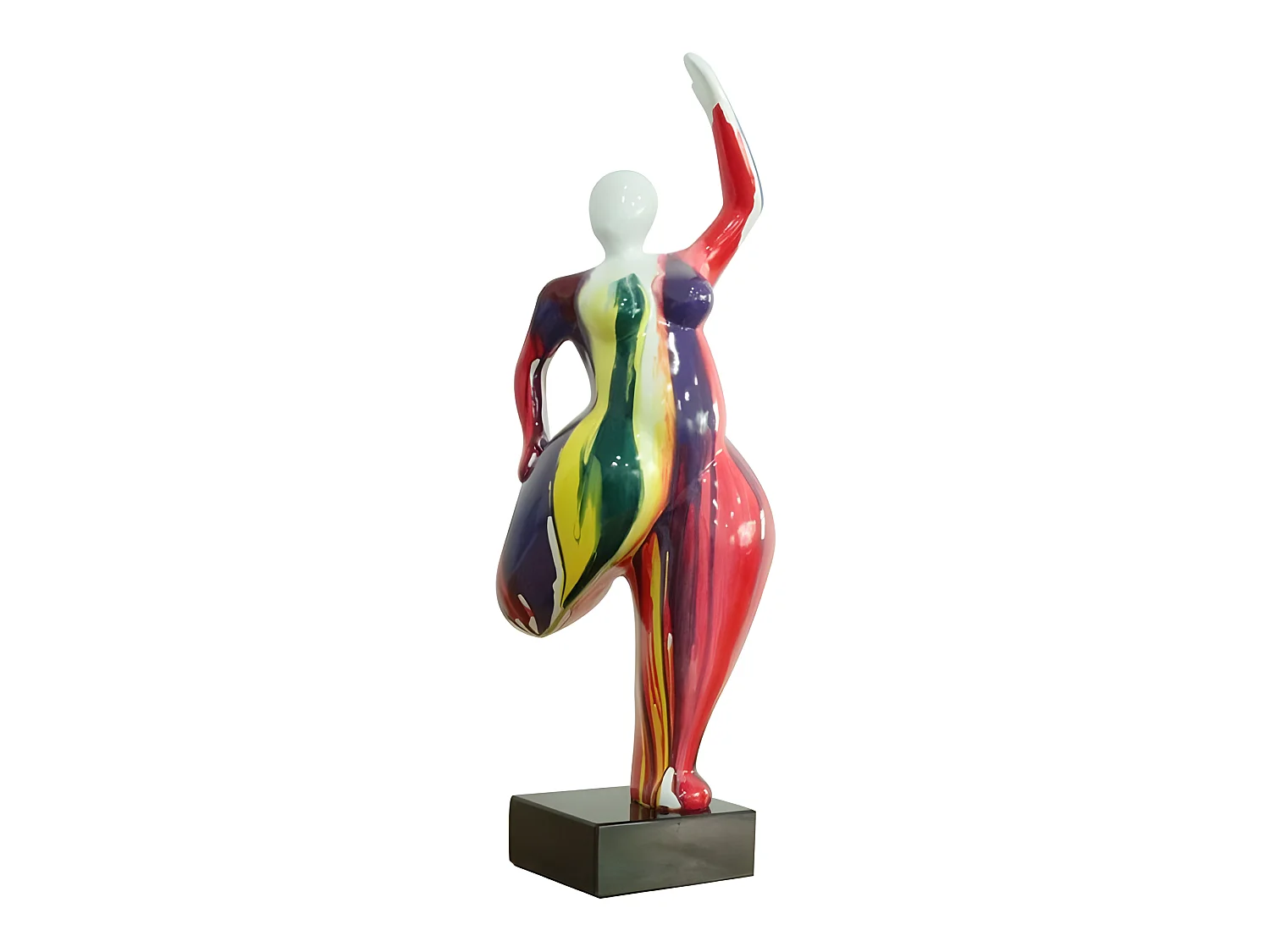 Statue femme jambe pliée coulures multicolores H60 cm - LADY DRIPS 02
