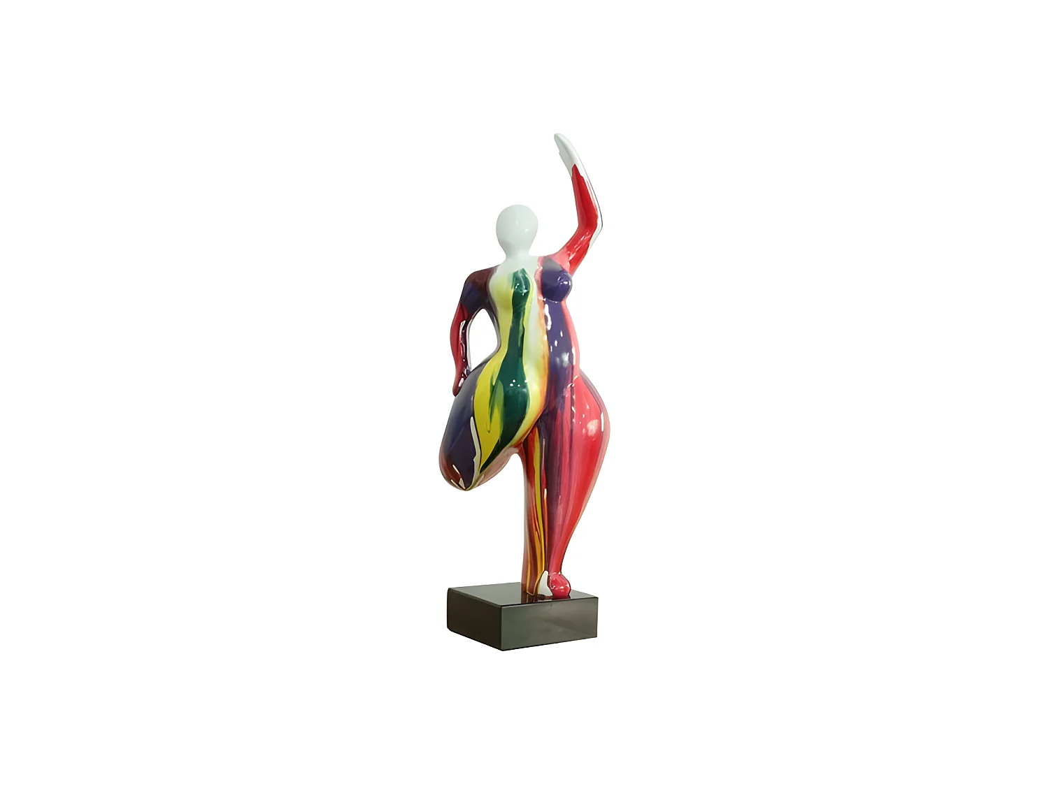 Statue femme jambe pliée coulures multicolores H60 cm - LADY DRIPS 02