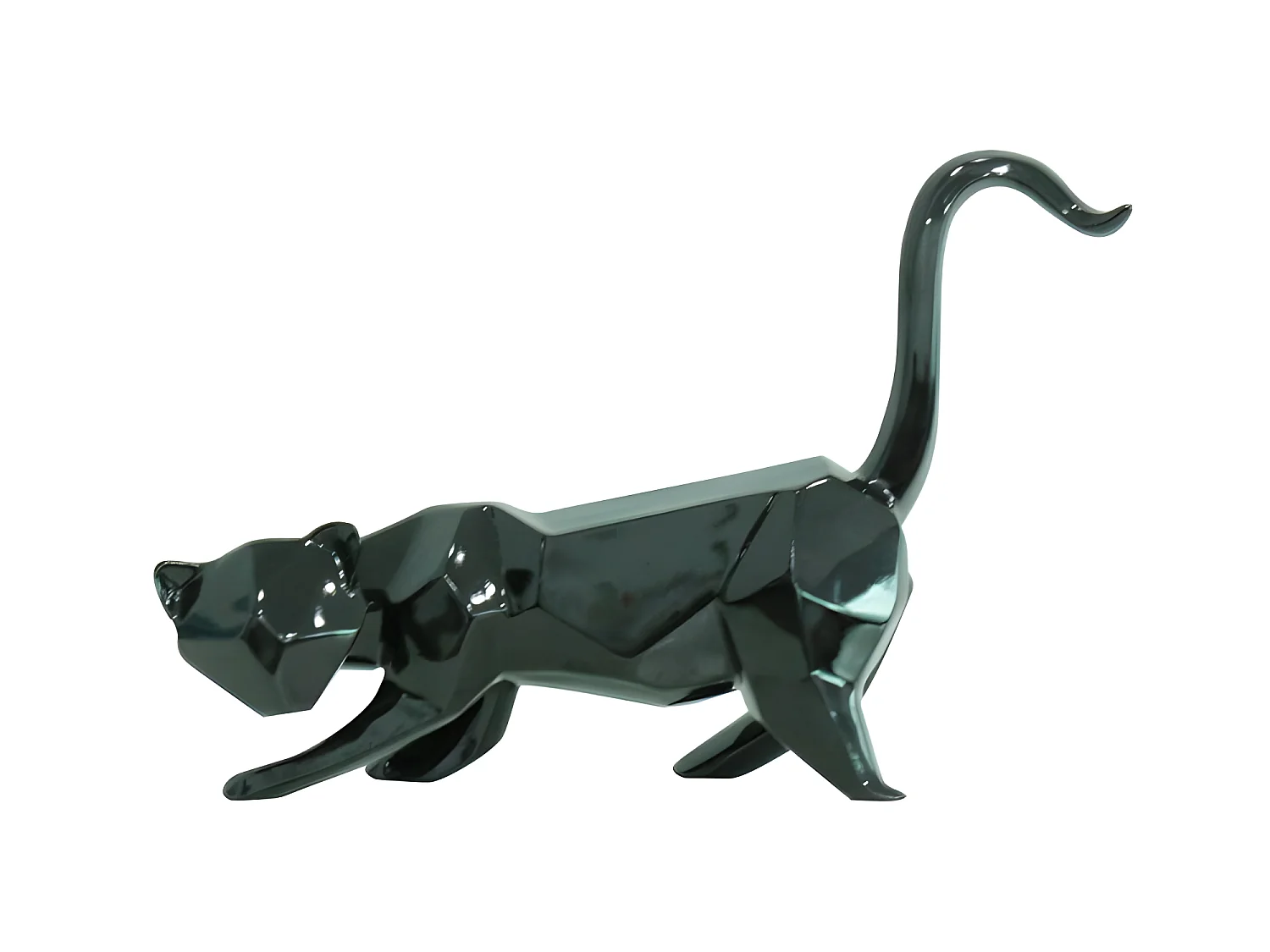 Statue chat géométrique et cubique noir L43 cm - BLACK CAT