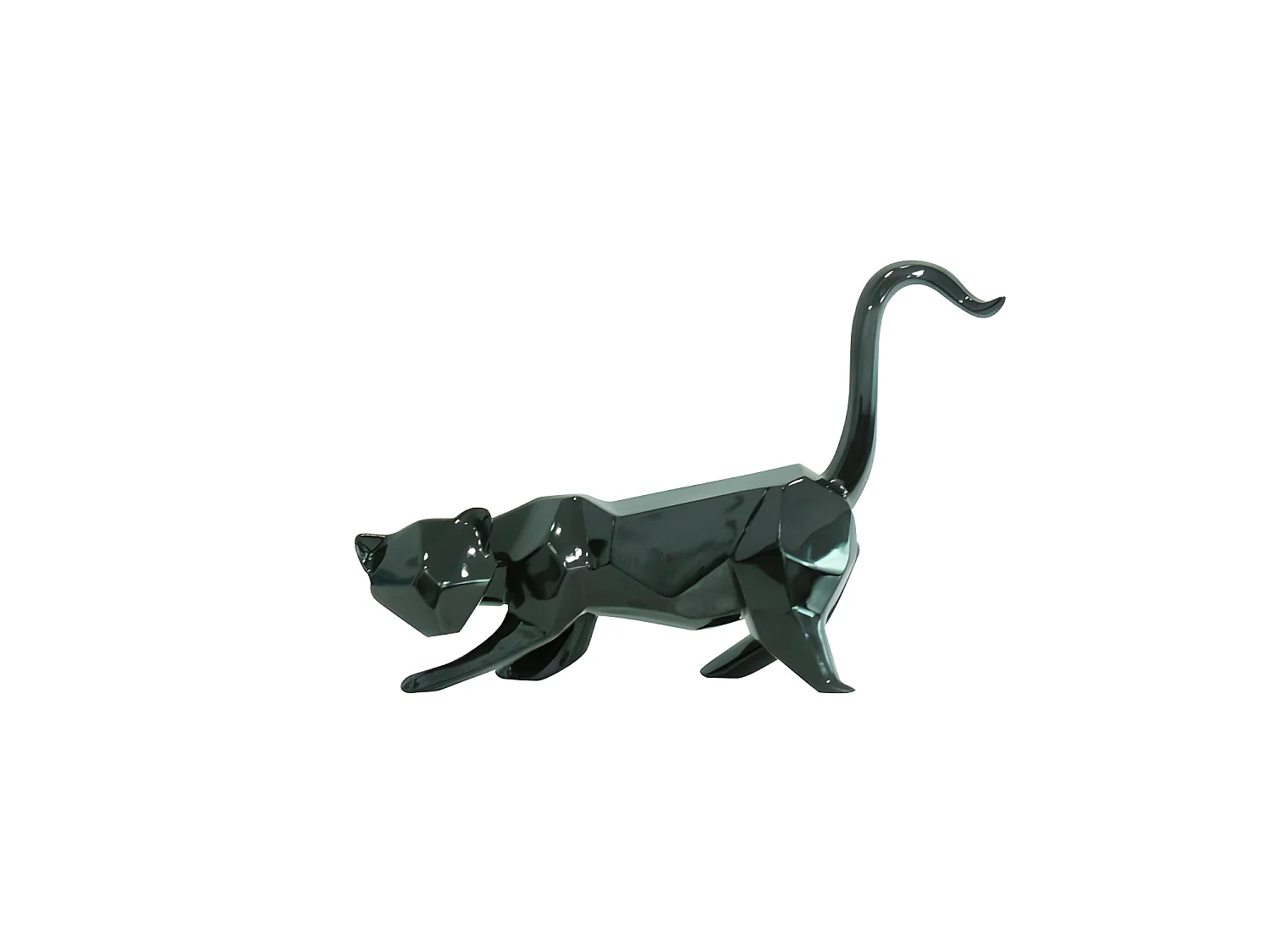 Statue chat géométrique et cubique noir L43 cm - BLACK CAT
