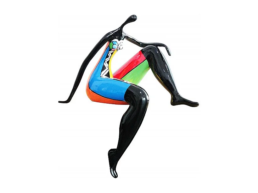 Statue femme pensive avec peintures multicolores H70 cm - MAMA THINK