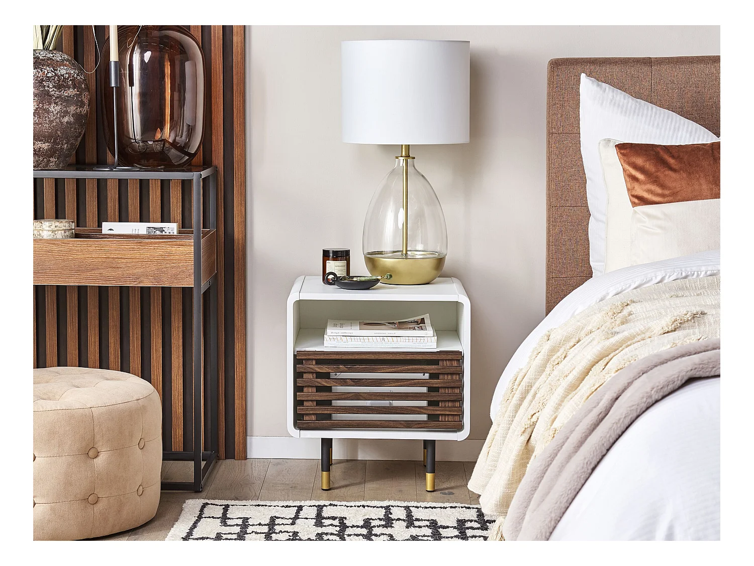 Table de nuit à 1 tiroir RIFLE Blanc