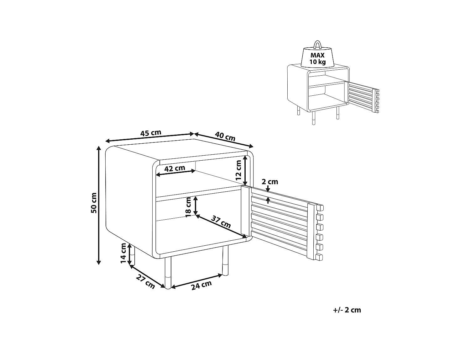Table de nuit à 1 tiroir RIFLE Blanc