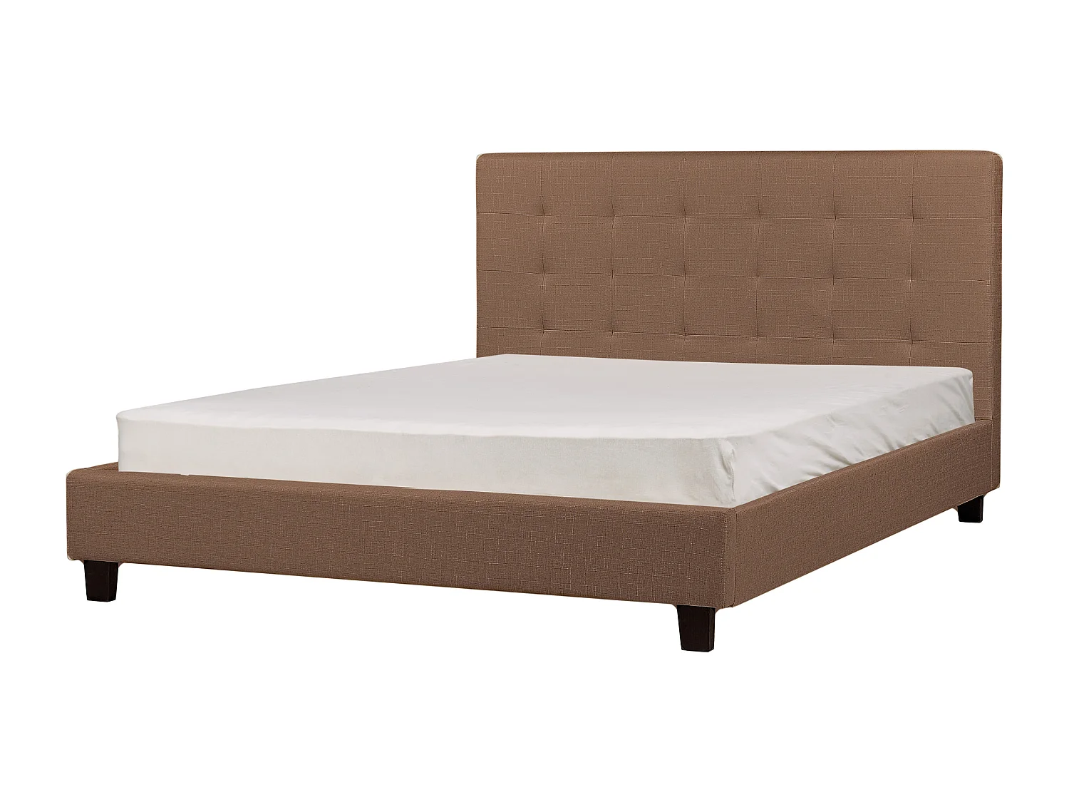 Lit double en tissu marron 160 x 200 cm LA ROCHELLE