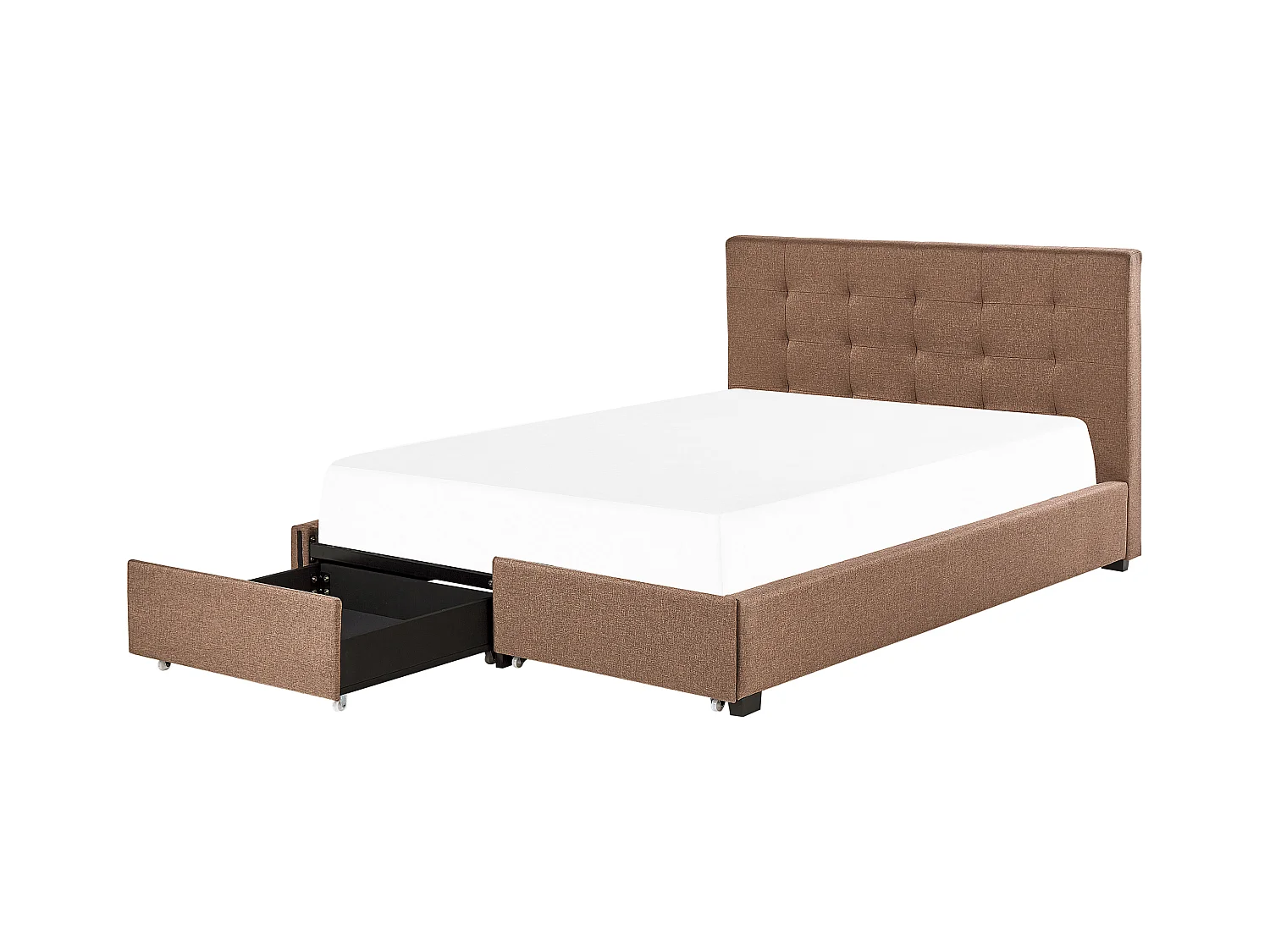 Polsterbett braun 180 x 200 cm mit Bettkasten modernes Bettgestell La Rochelle