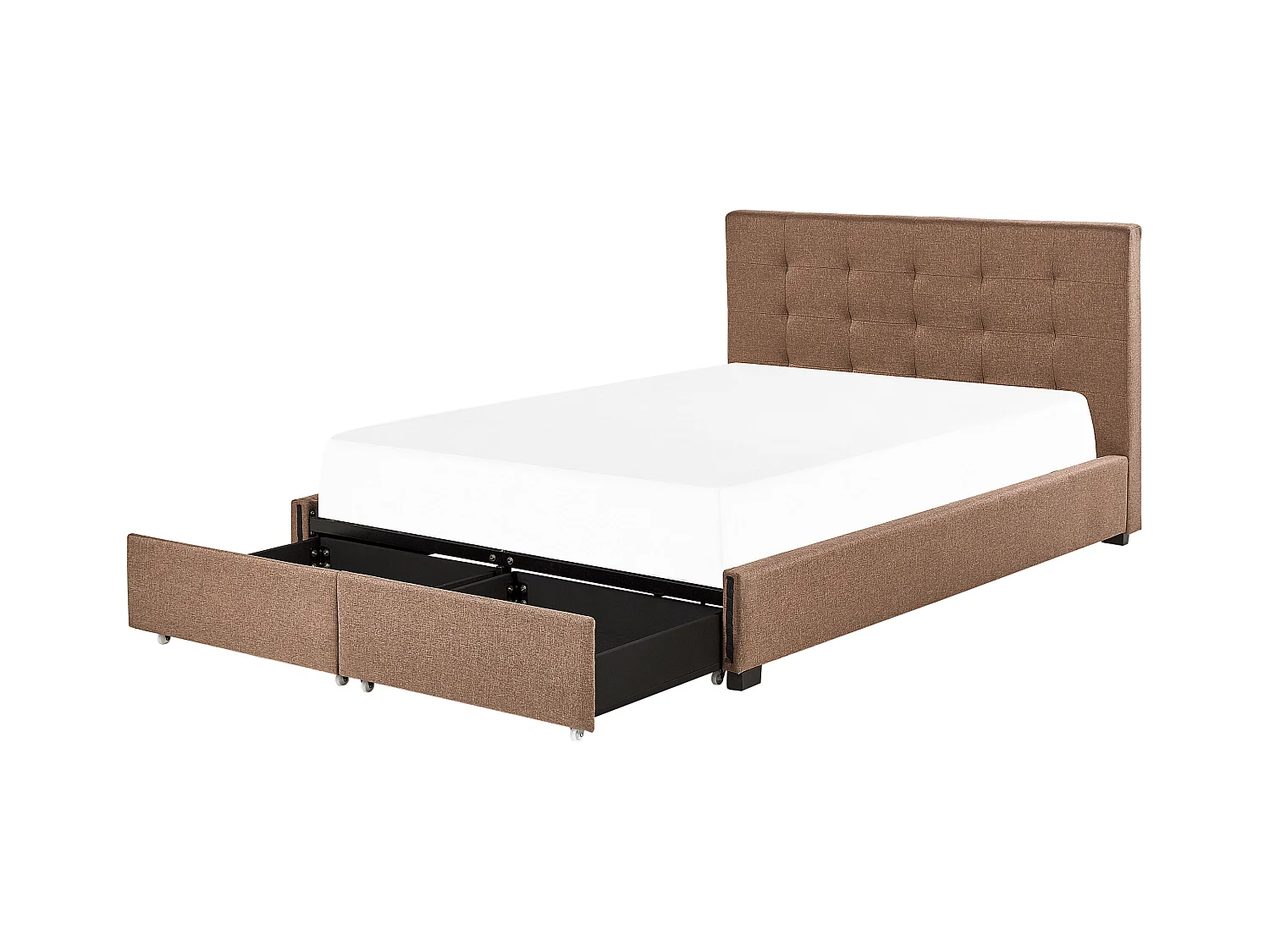 Polsterbett braun 180 x 200 cm mit Bettkasten modernes Bettgestell La Rochelle