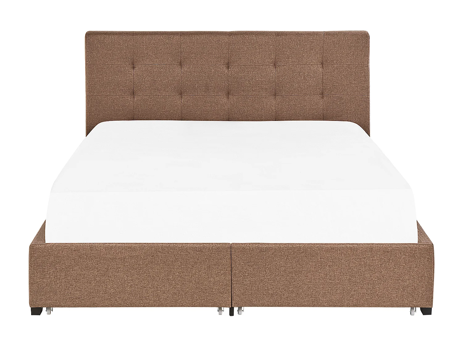 Lit avec tiroirs de rangement Tissu LA ROCHELLE 180 x 200 cm Marron