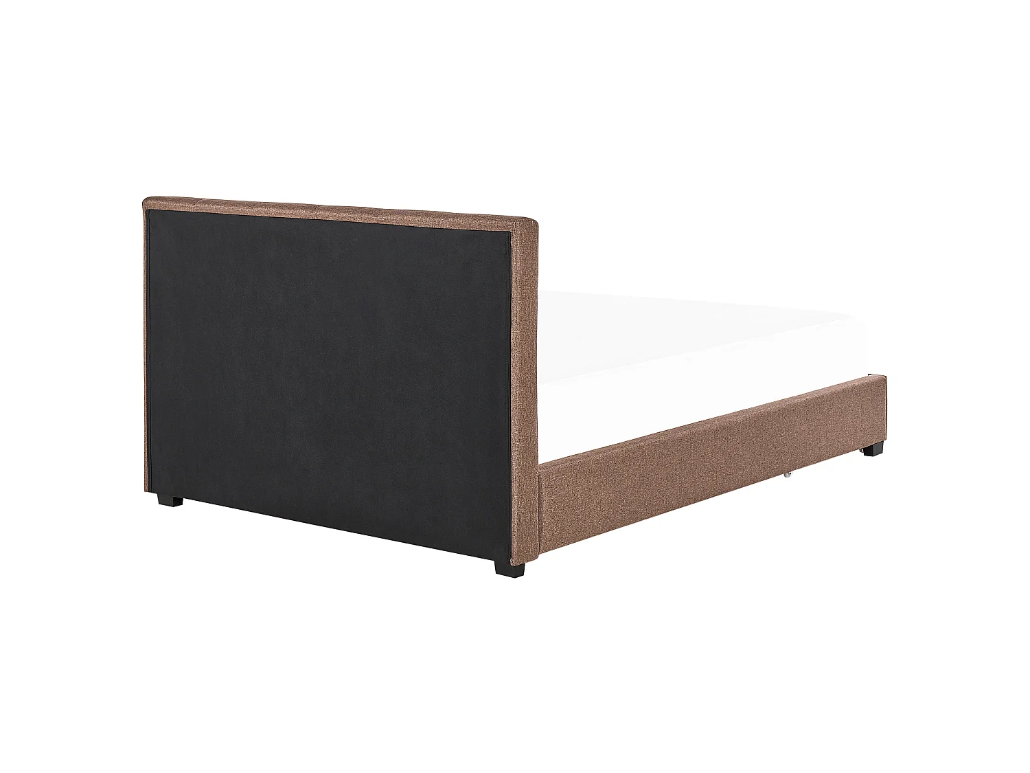 Lit avec tiroirs de rangement Tissu LA ROCHELLE 180 x 200 cm Marron