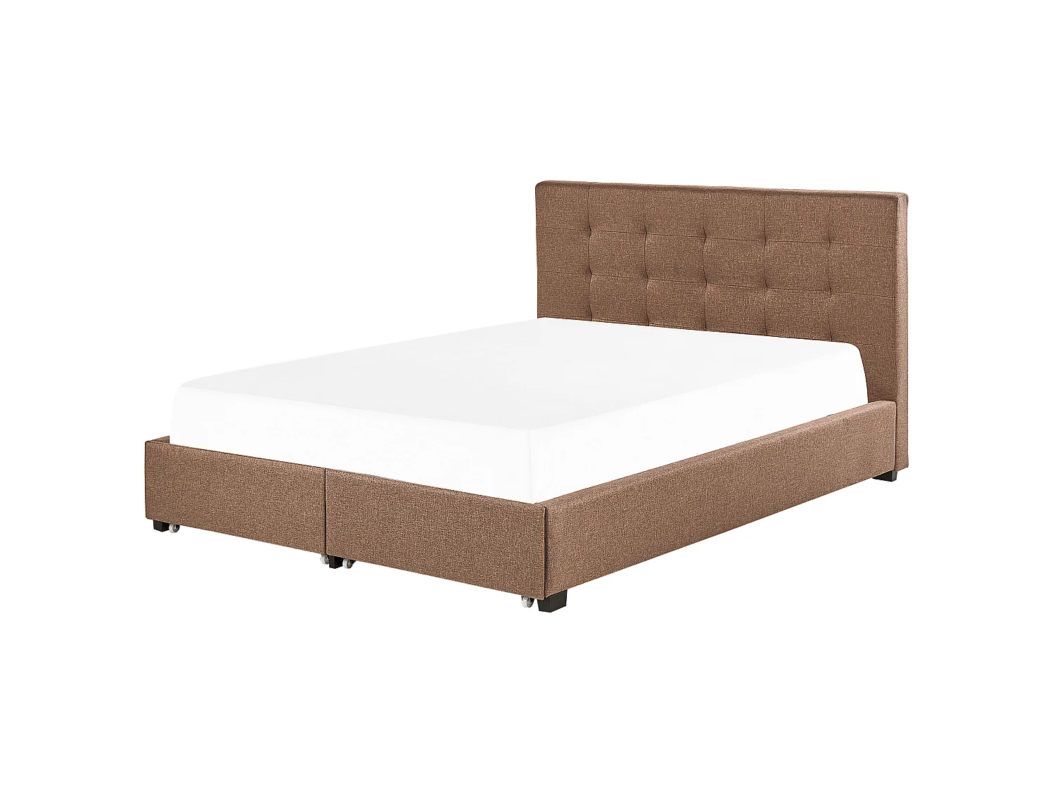 Bed with Storage Drawers LA ROCHELLE Fabric Brown 180 x 200 cm (EU Super King)