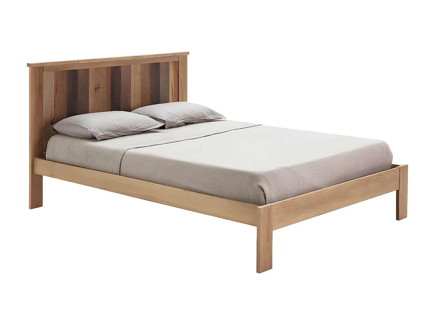 FRED - Lit 160x200 cm Bois Massif Ciré Naturel