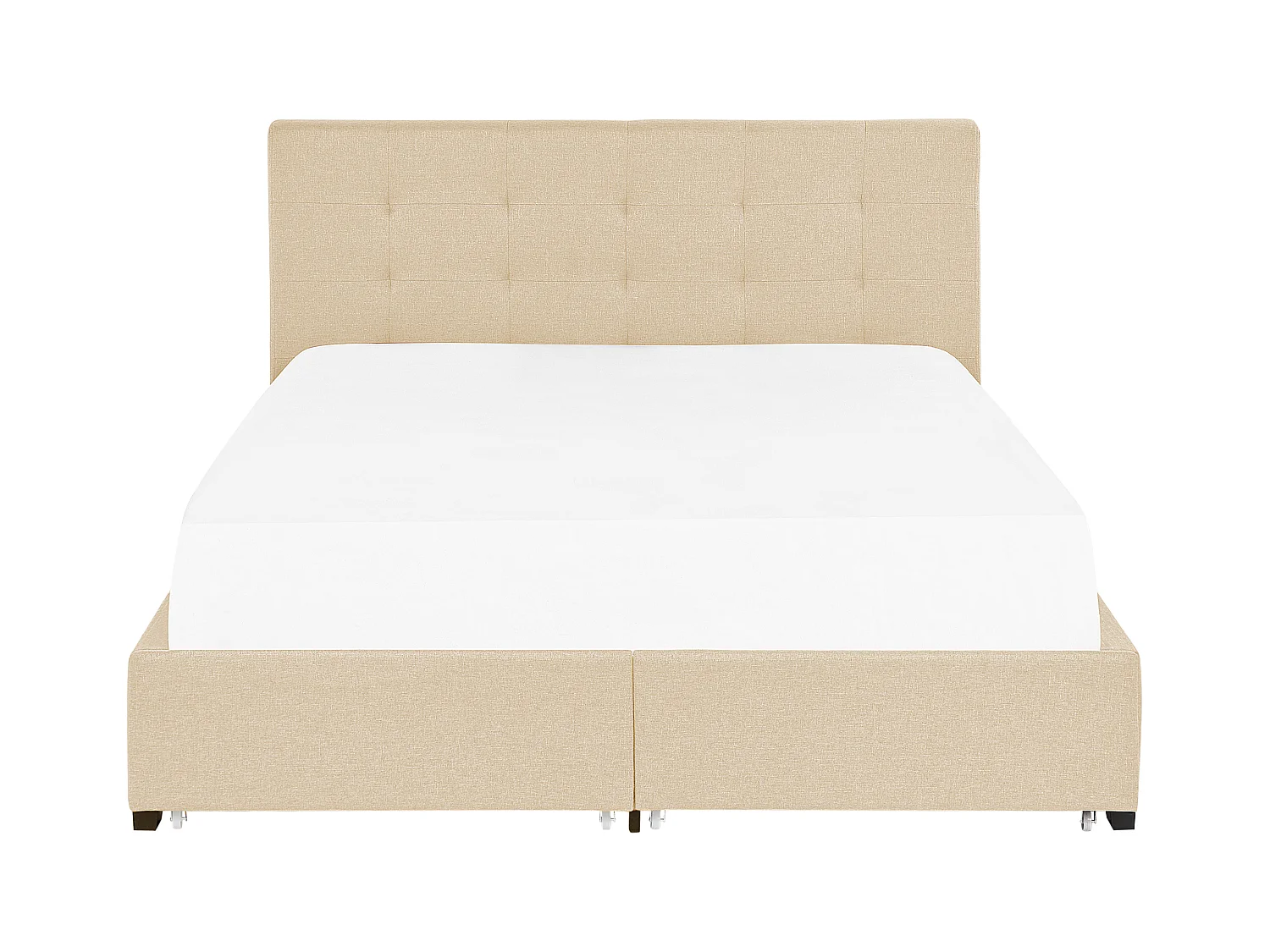 Lit double en tissu beige avec coffre 180 x 200 cm LA ROCHELLE