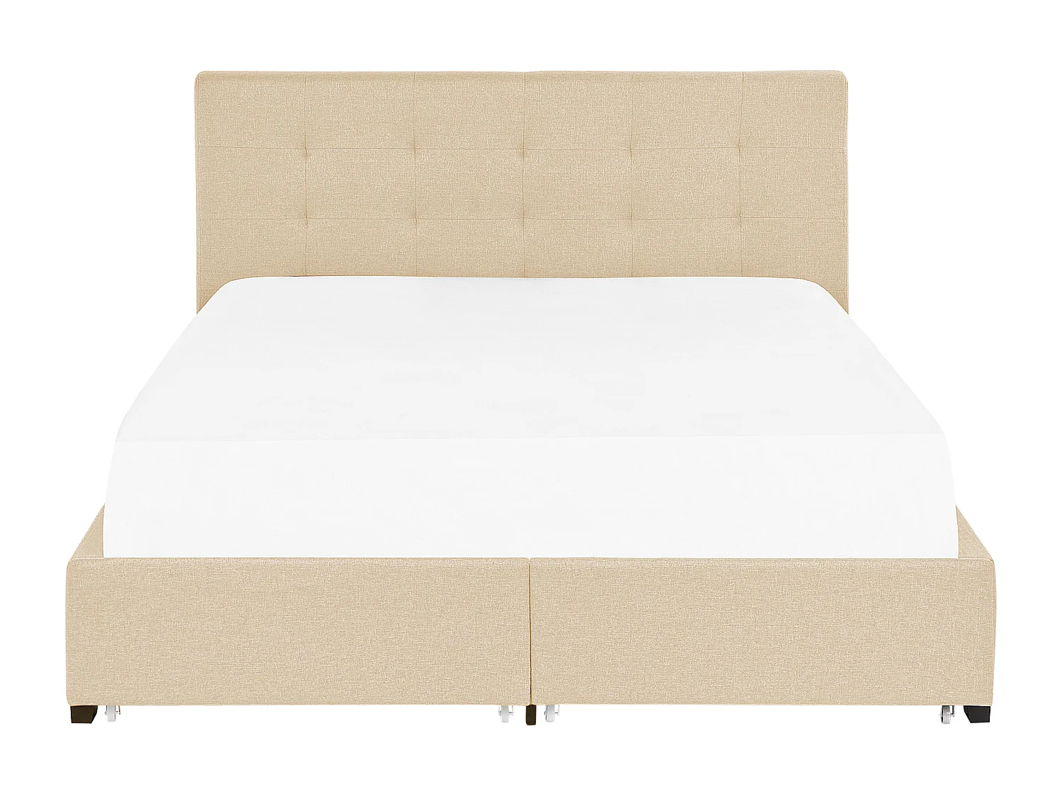 Lit double en tissu beige avec coffre 180 x 200 cm LA ROCHELLE