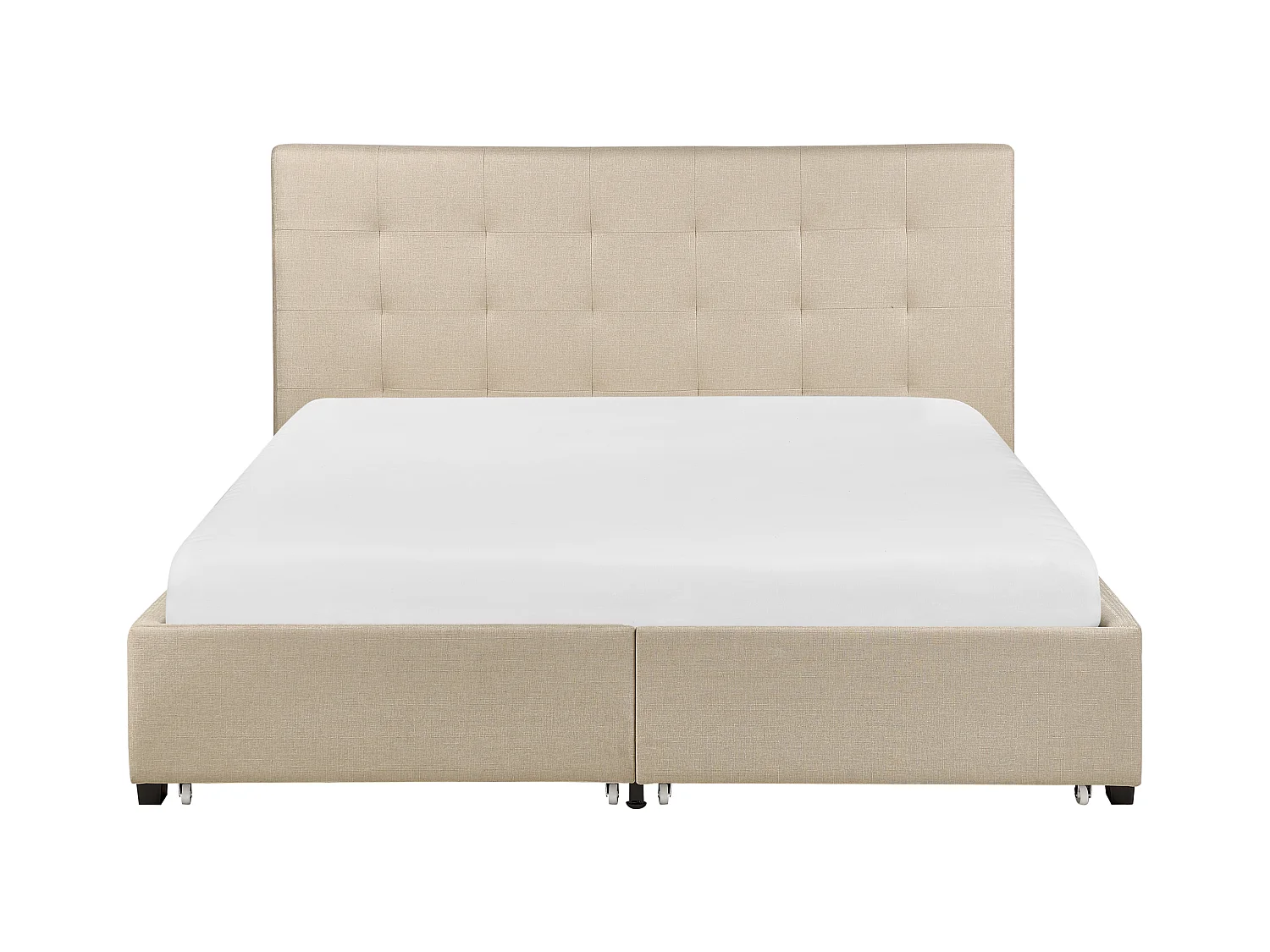 Lit avec tiroirs de rangement Tissu LA ROCHELLE 160 x 200 cm Beige