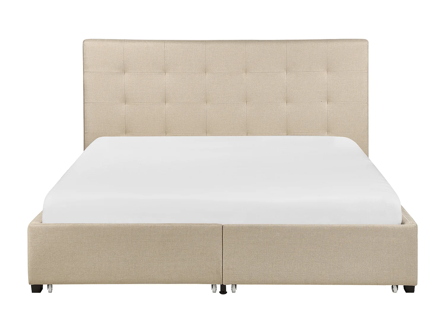 Lit avec tiroirs de rangement Tissu LA ROCHELLE 160 x 200 cm Beige