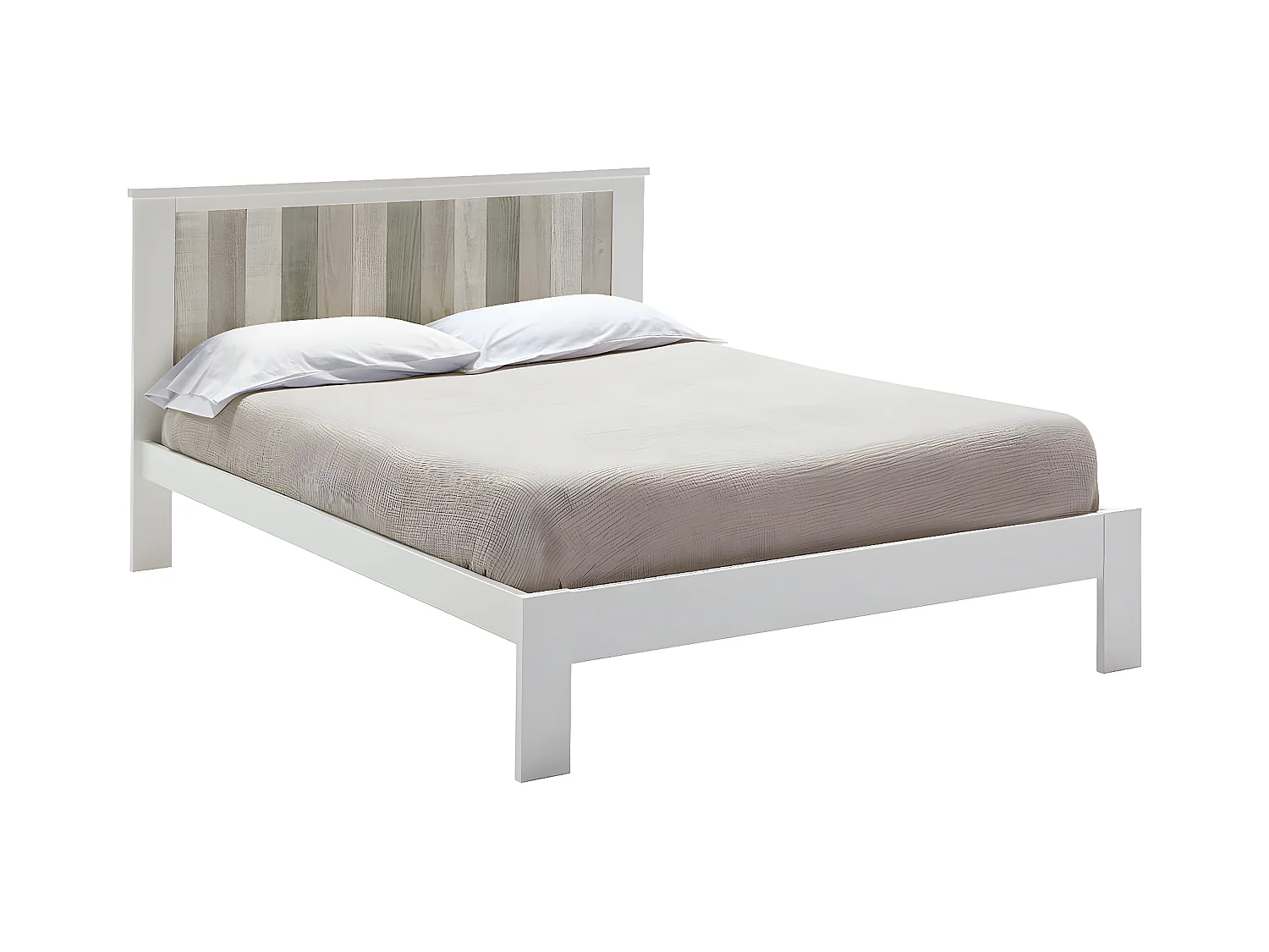 FRED - Lit 140x190 cm Bois massif Ciré et Blanc
