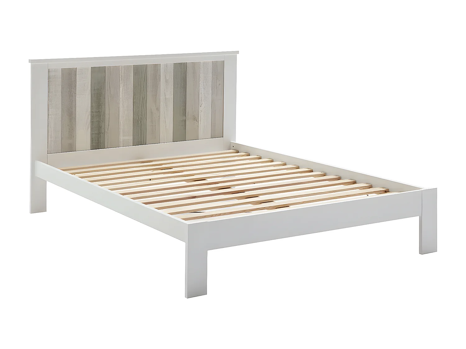 FRED - Lit 140x190 cm Bois massif Ciré et Blanc