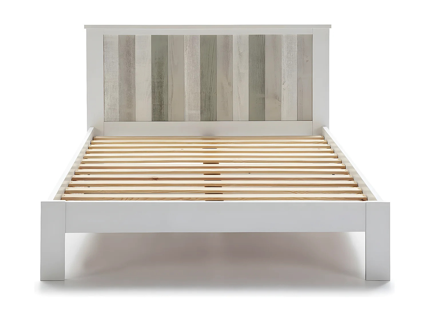 FRED - Lit 140x190 cm Bois massif Ciré et Blanc