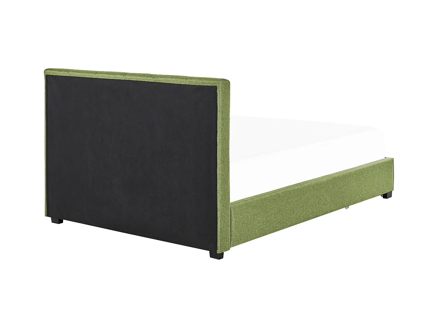 Lit avec tiroirs de rangement Tissu LA ROCHELLE 140 x 200 cm Vert