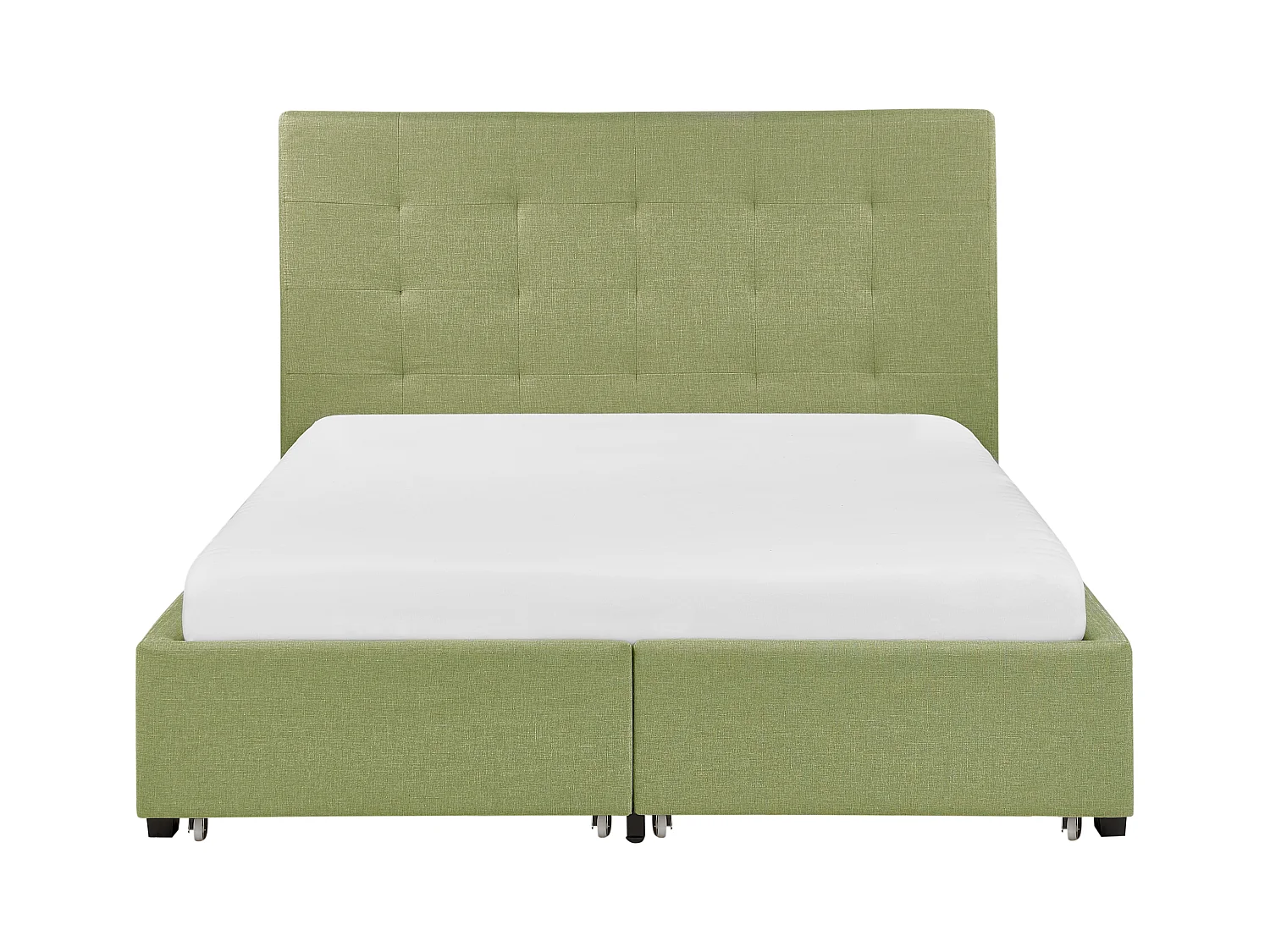 Lit avec tiroirs de rangement Tissu LA ROCHELLE 140 x 200 cm Vert