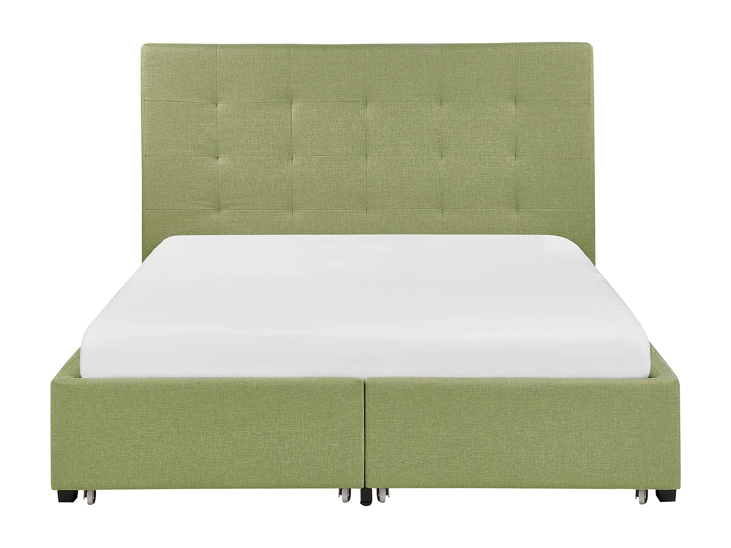 Lit avec tiroirs de rangement Tissu LA ROCHELLE 140 x 200 cm Vert