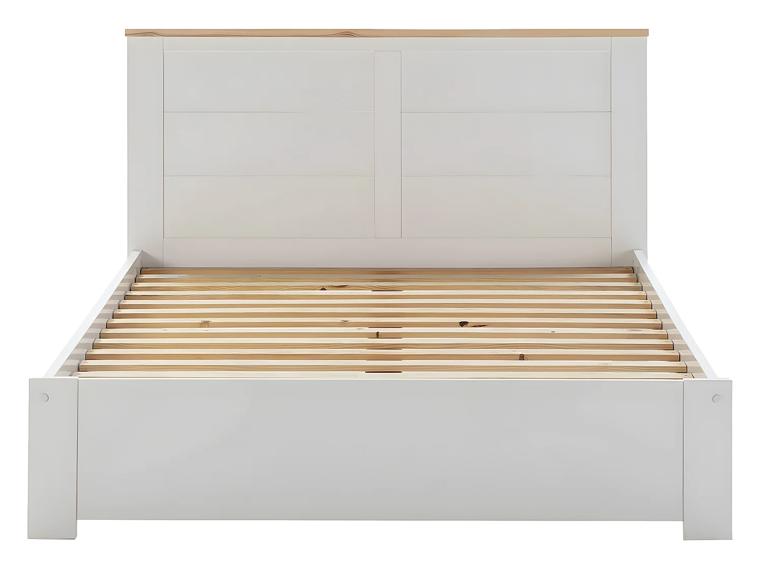 TORI - Lit 140x190cm MDF Blanc et Pin Massif