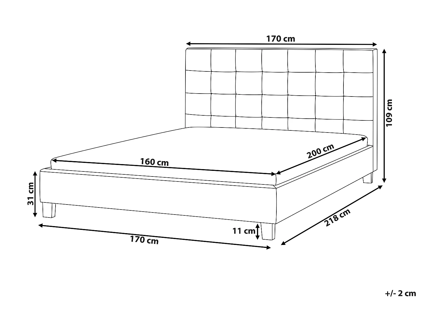 Bed Stof LA ROCHELLE 160 x 200 cm Beige