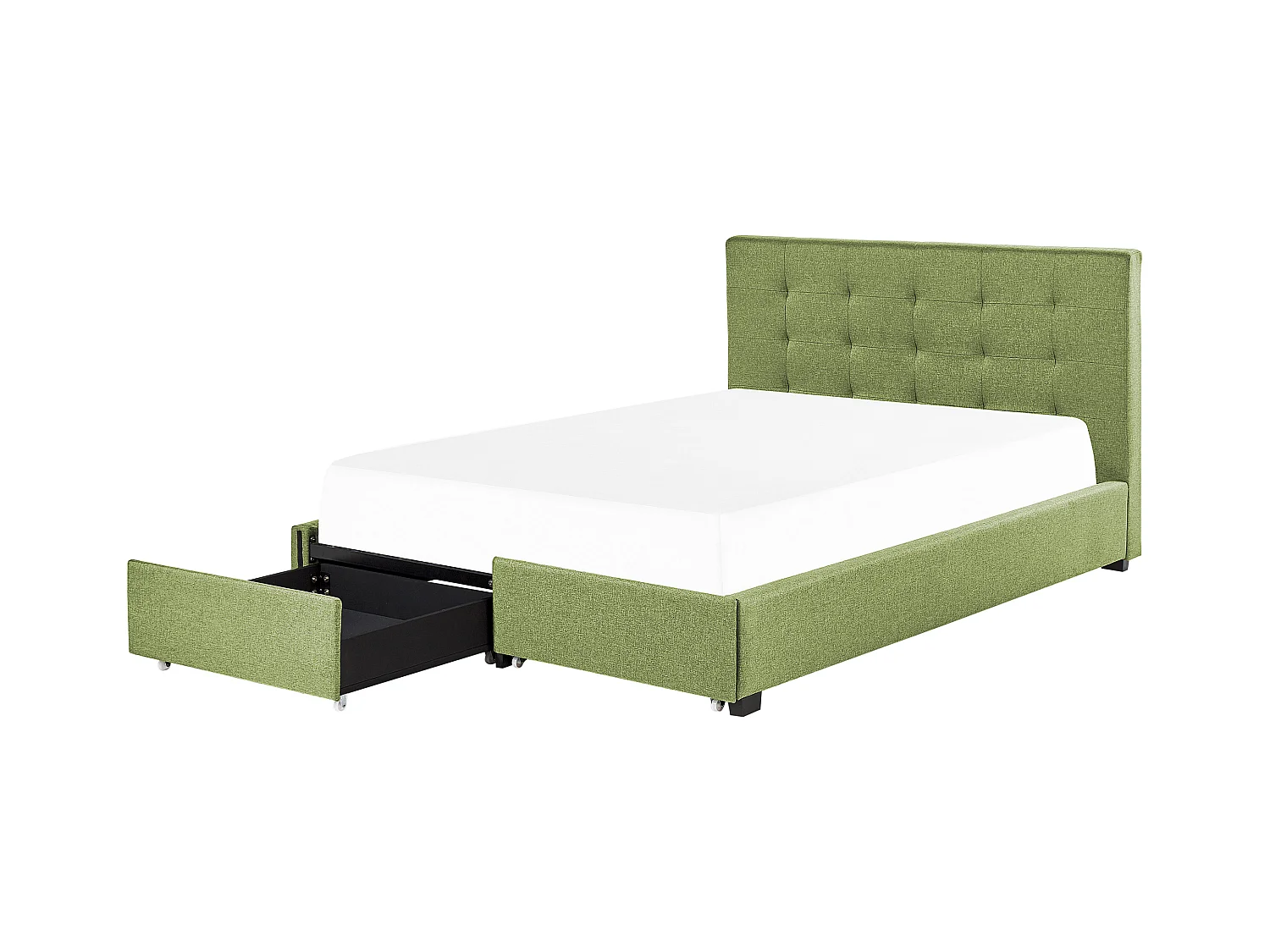 Letto con cassetti contenitori Tessuto ROCHELLE 180 x 200 cm Verde