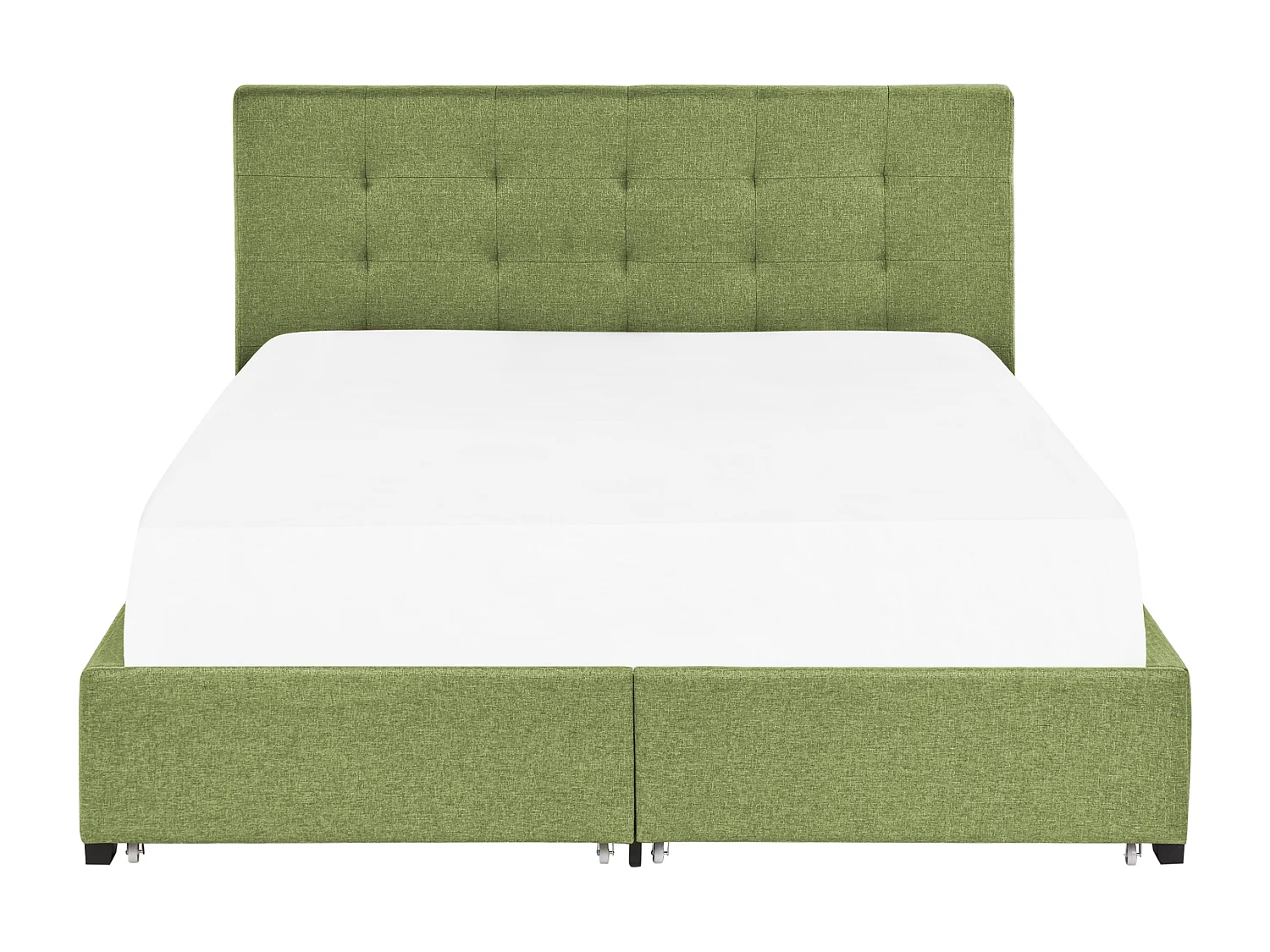 Lit avec tiroirs de rangement Tissu LA ROCHELLE 180 x 200 cm Vert