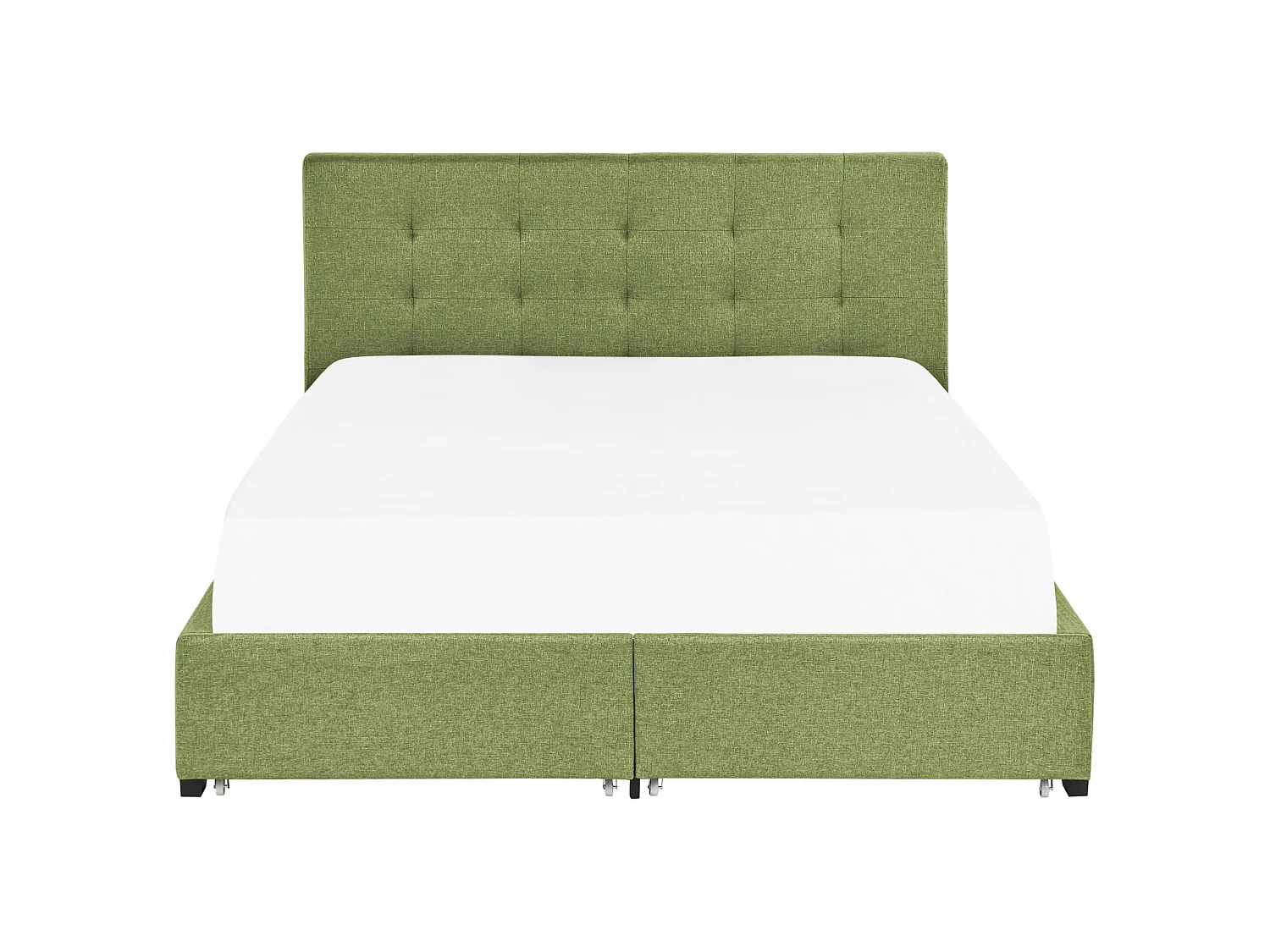 Lit avec tiroirs de rangement Tissu LA ROCHELLE 180 x 200 cm Vert