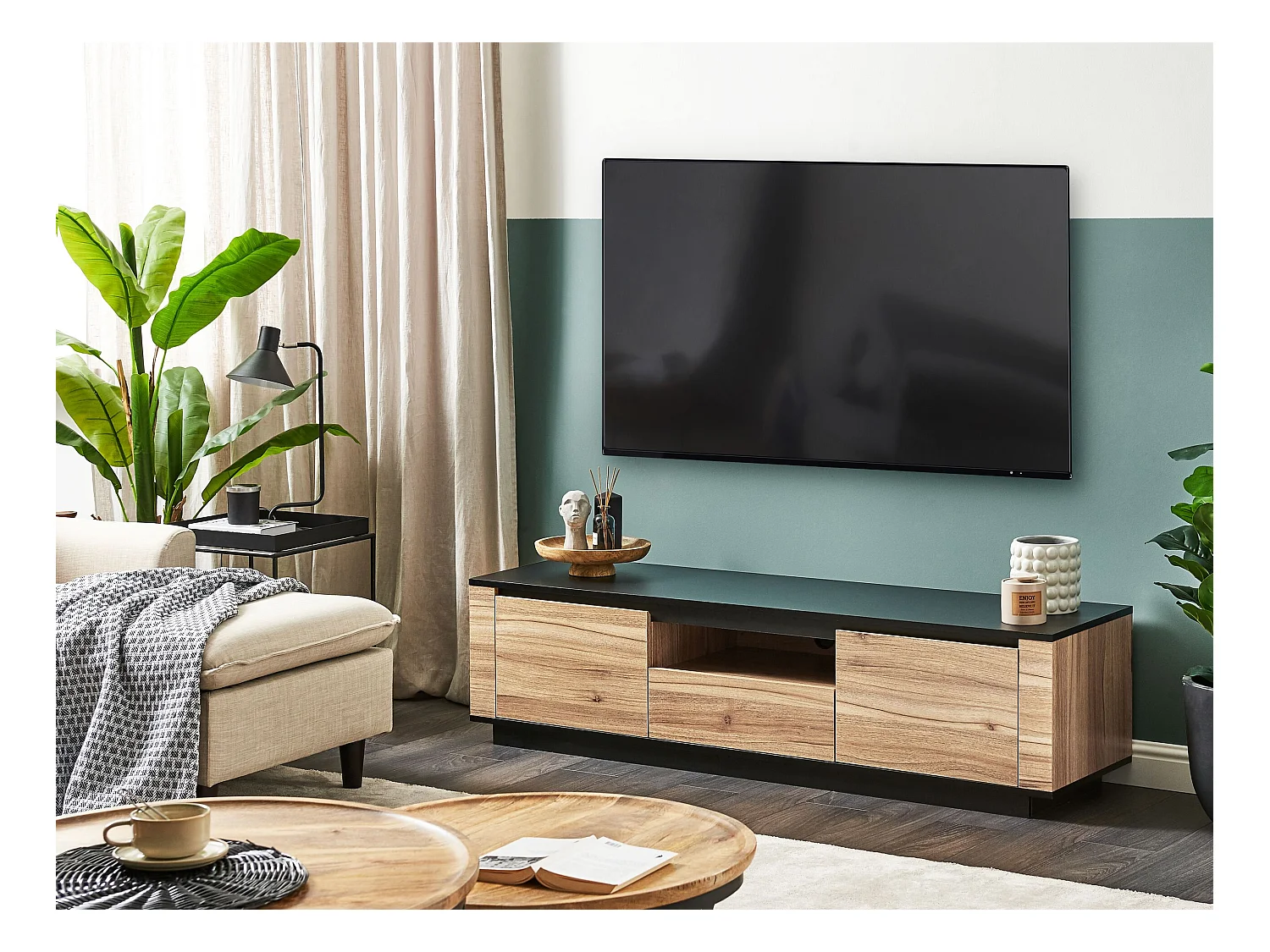 TV-meubel BILLINGS Bruin/zwart