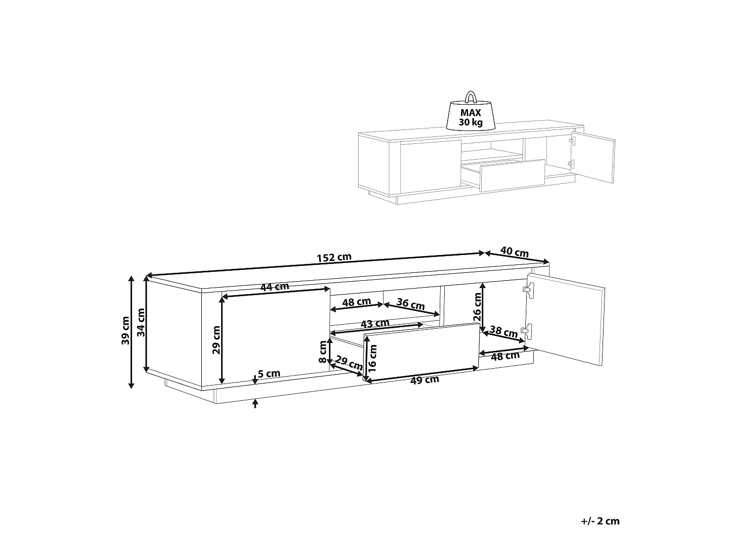 TV-meubel BILLINGS Bruin/zwart