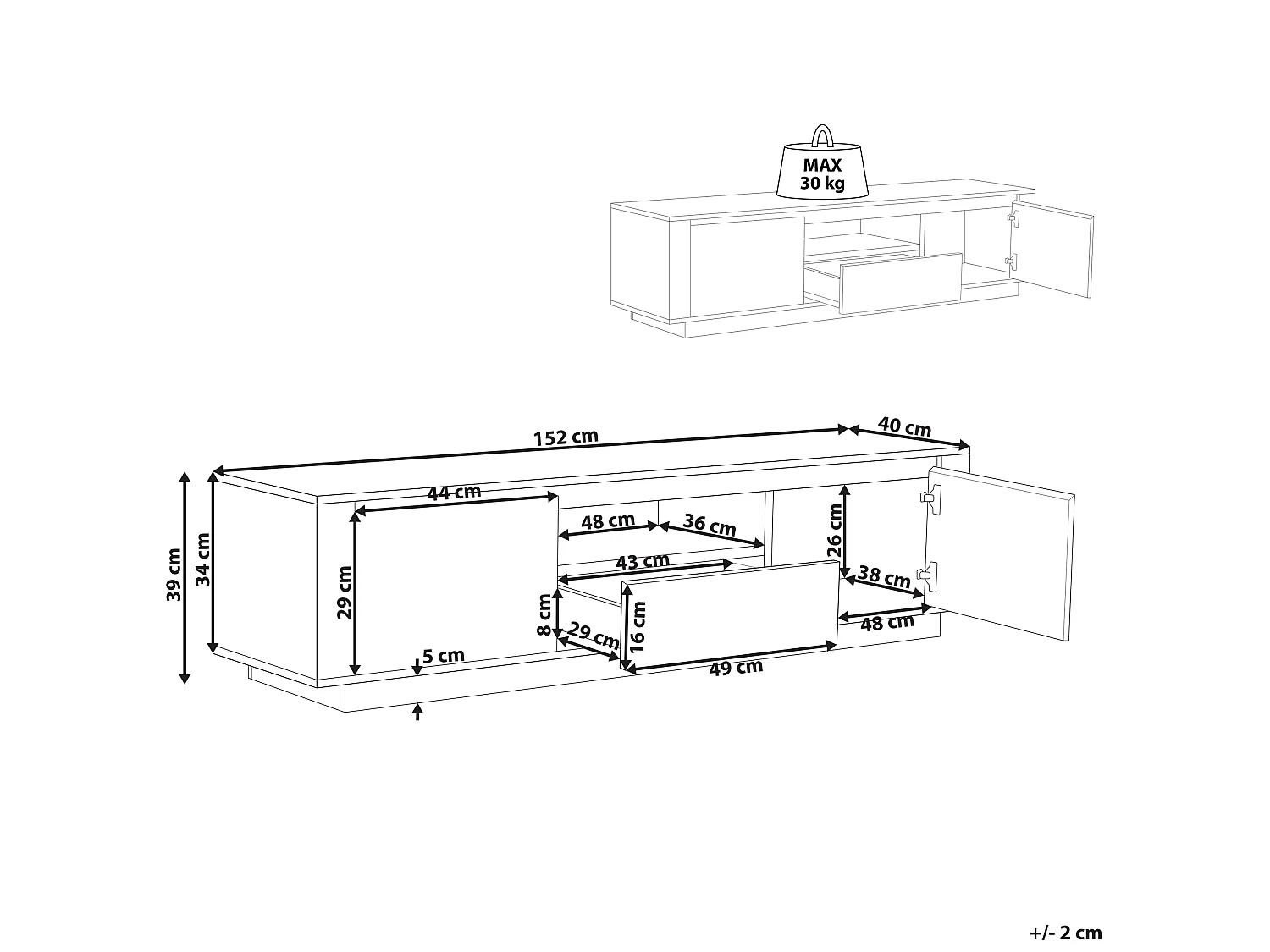 Meuble TV BILLINGS Marron/noir