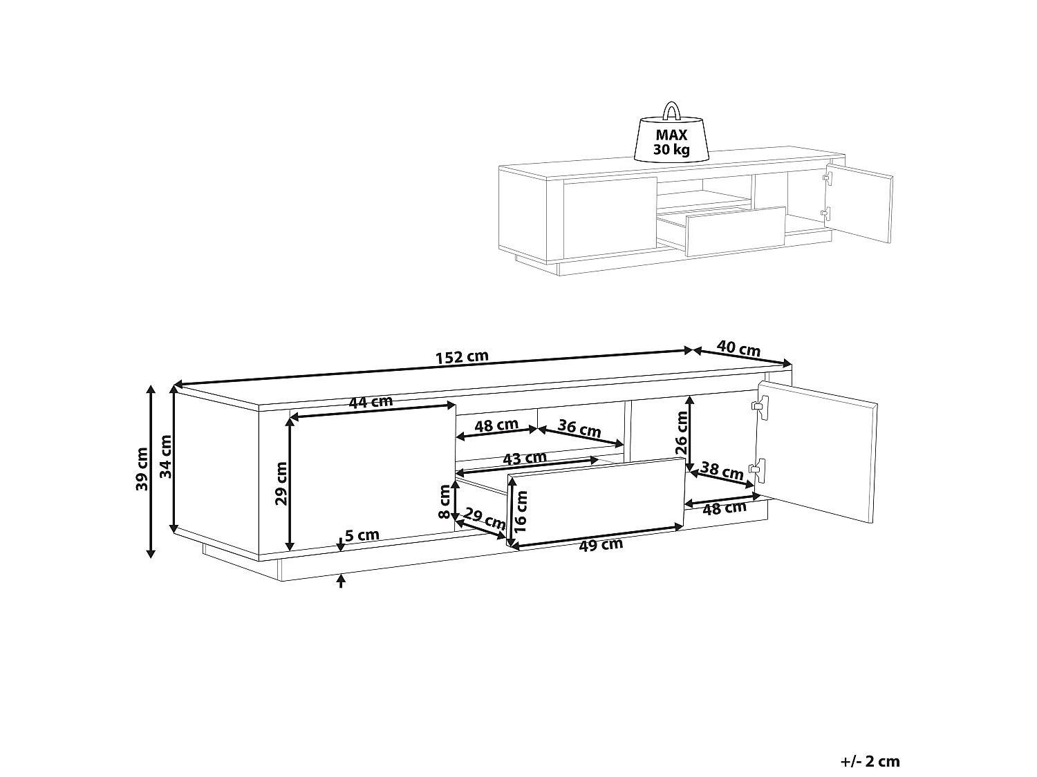 TV-meubel BILLINGS Bruin/zwart