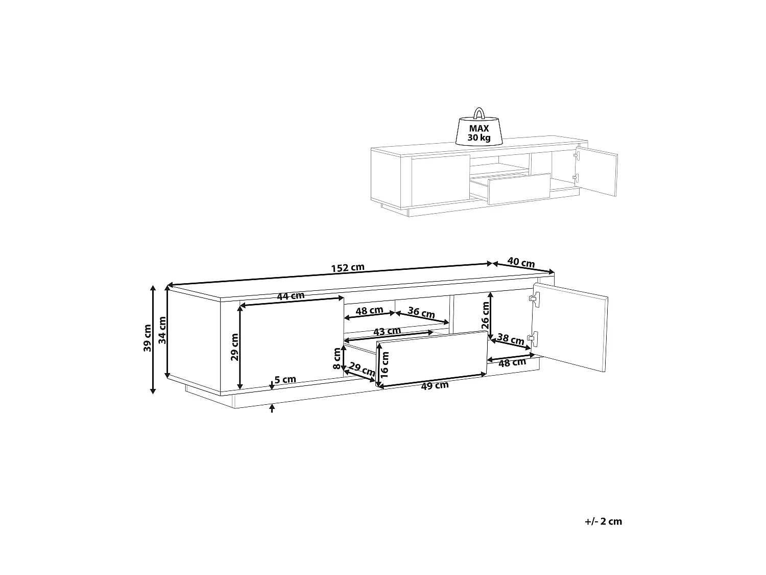 Meuble TV BILLINGS Marron/noir