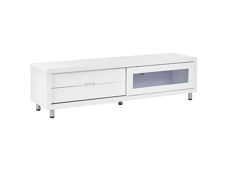 TV-Schrank weiß Hochglanz 158 cm mit 2 Schubladen 1 Schiebetür Modern Pemborke