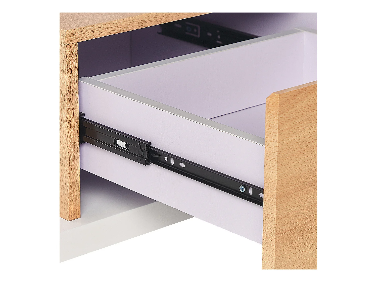 TV-Schrank Holzoptik / weiß Hochglanz 159 cm 2 Schubladen 2 Regale Modern Knox