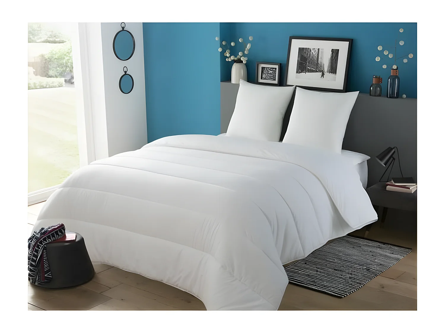 Lot de 2 oreillers Tentation - 60 x 60 cm - Garnissage 100% Polyester fibre creuse siliconée - Blanc -