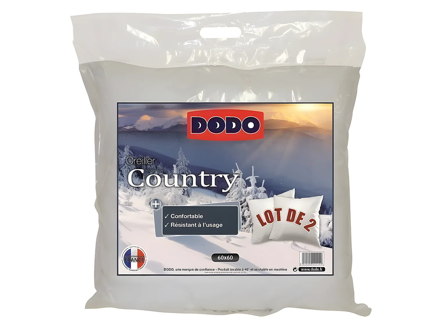 Juego de 2 Almohadas COUNTRY 60x60cm DODO Confort Mullido