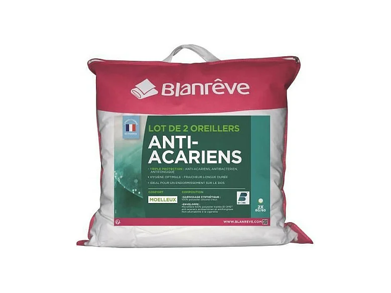 Set aus 2 Kissen Triple Protection BLANREVE - 60 x 60 cm - Weicher Komfort - Weiß