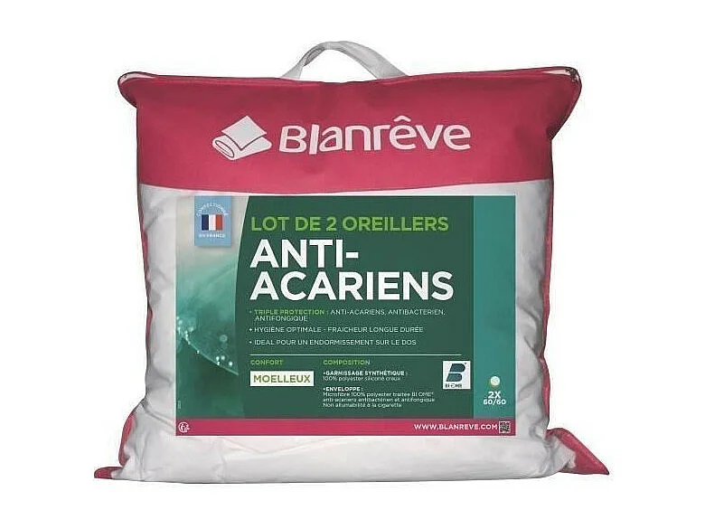 Set aus 2 Kissen Triple Protection BLANREVE - 60 x 60 cm - Weicher Komfort - Weiß