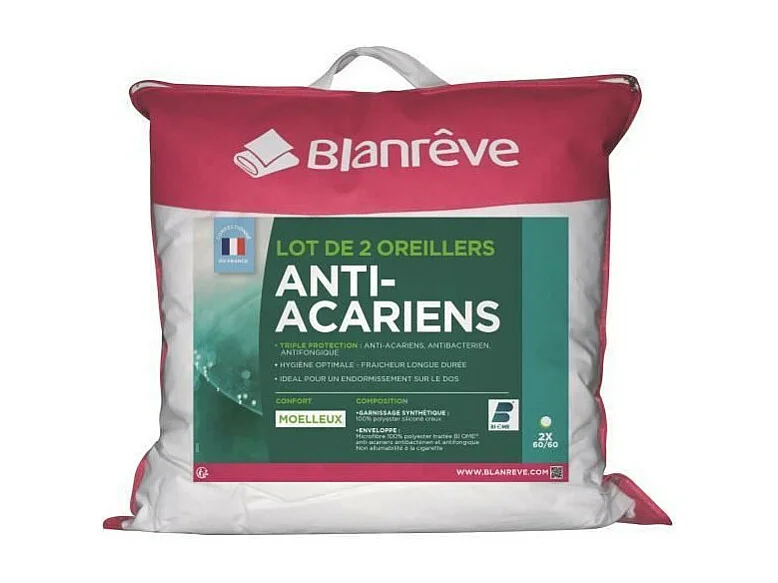 Set aus 2 Kissen Triple Protection BLANREVE - 60 x 60 cm - Weicher Komfort - Weiß