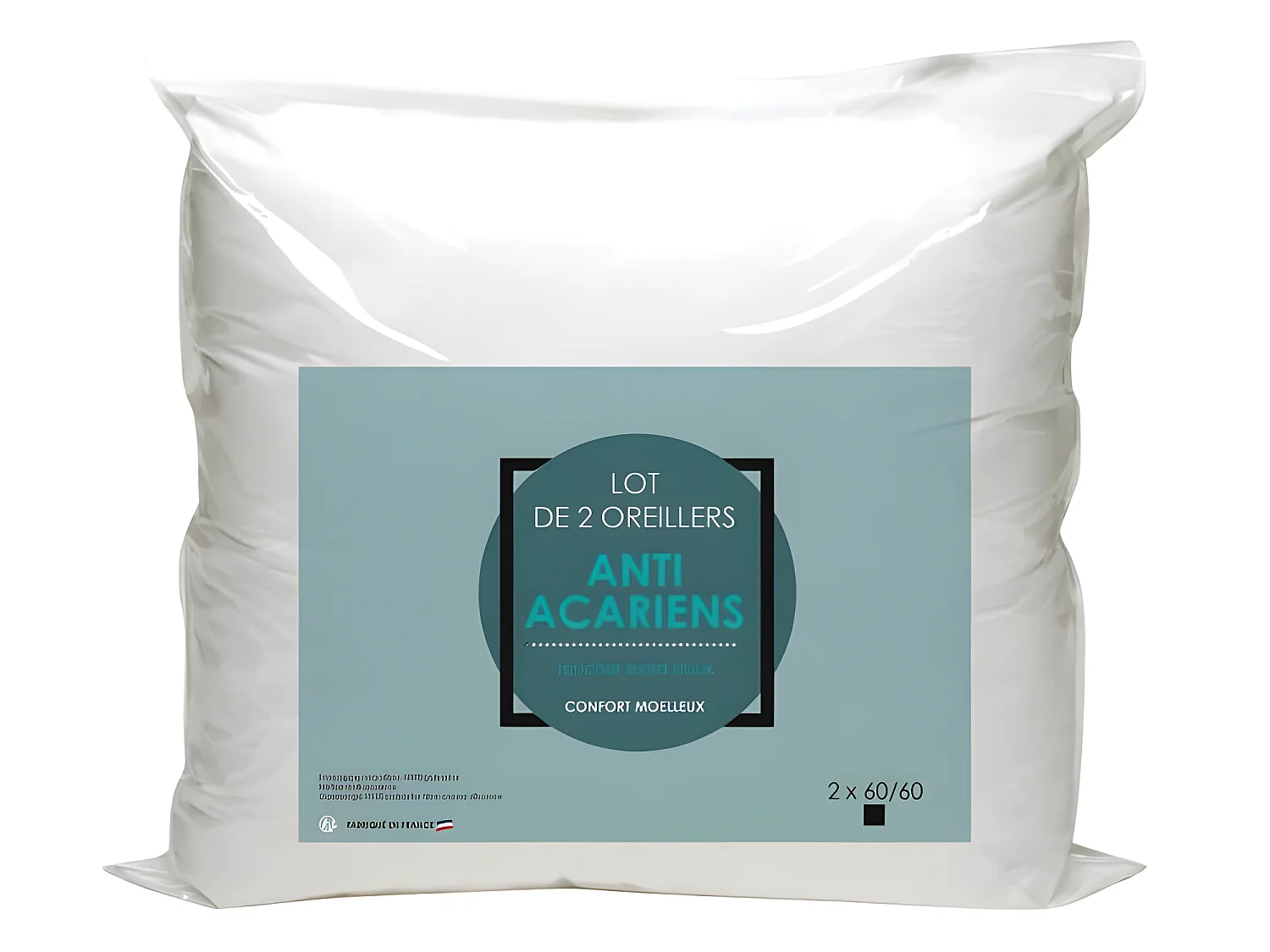 Conjunto de 2 almofadas Microfibra Anti-Ácaros 60x60cm