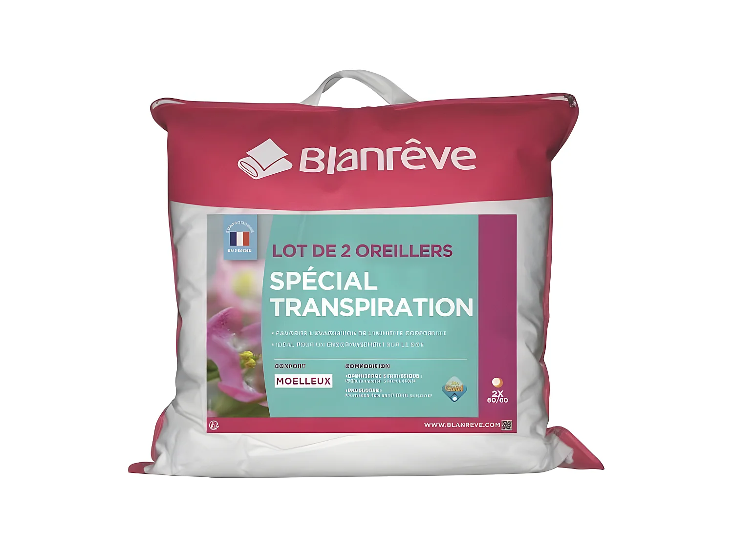 Set aus 2 Kissen Spezial gegen Schwitzen Weiß 60 x 60 cm