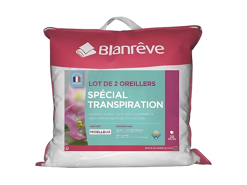 Set aus 2 Kissen Spezial gegen Schwitzen Weiß 60 x 60 cm