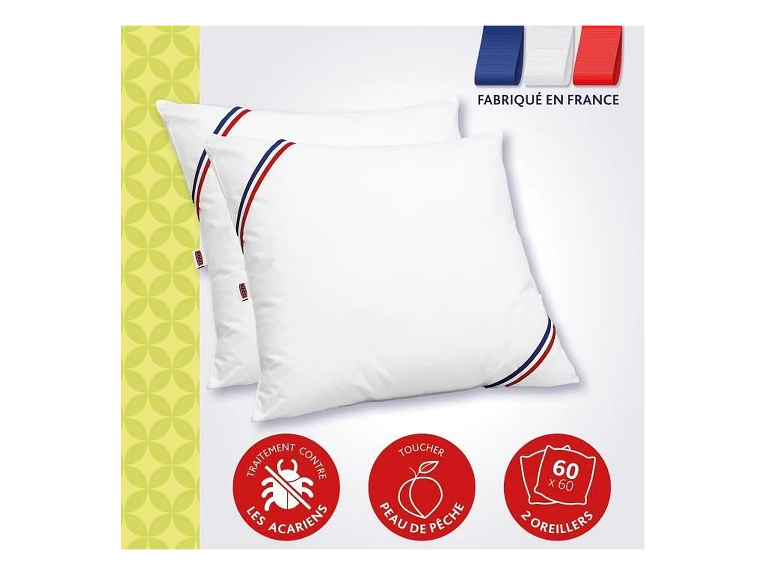 Set aus 2 Anti-Milben Kissen Belle Nuit 60x60 cm Weiß DODO - Weicher Komfort