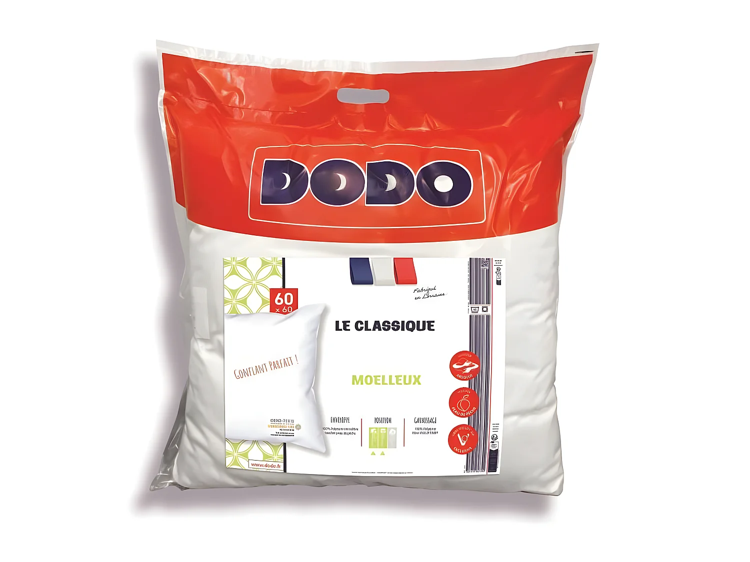 Cuscino Classico Gonfiabile Perfetto 60 x 60 cm Poliestere e Fibra Volupt'air