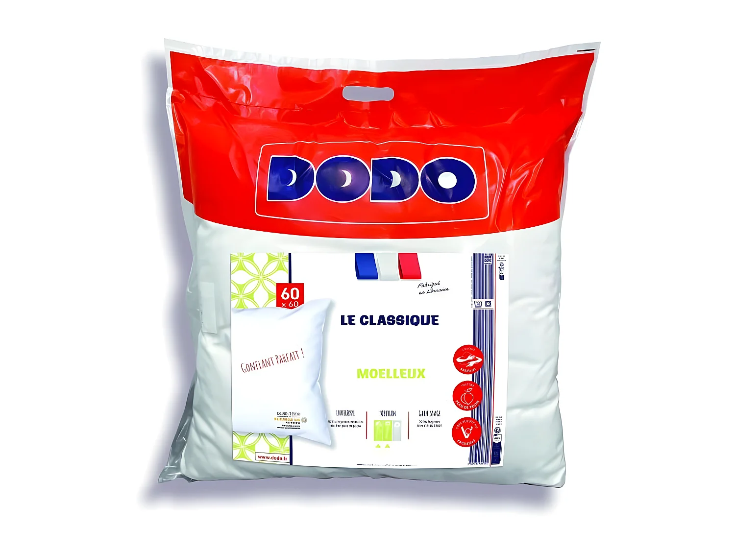 Oreiller - LE CLASSIQUE - Gonflant parfait - 60 x 60 cm - Polyester et fibre Volupt'air - DODO